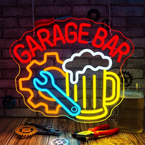 Image of Garage Bar Neon Sign Neon Beer Sign LED Wall Decor for Man Cave & Workshop