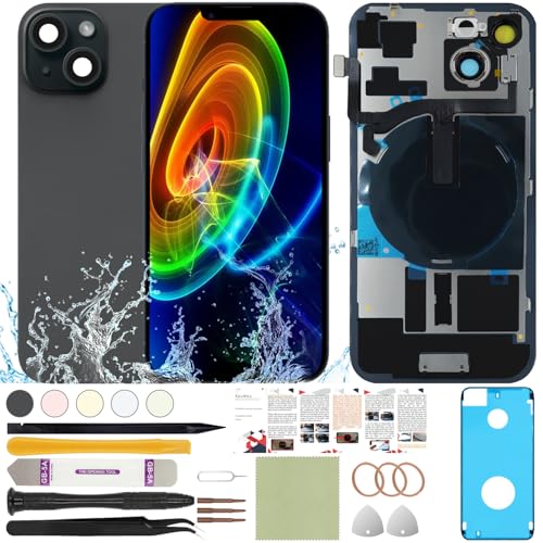ReuWeu Back Glass Replacement Compatible with iPhone 15 All Carriers 6.1(Black)