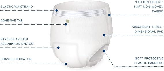 Egosan Super Incontinence Adult Pull Up Underwear with New Stretchable Waistband, Maximum Absorbency for Active Men and Women (Medium, 14 ct*, 14 Diapers)