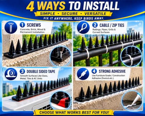 Image of Bird Spikes for Pigeon & Monkey (5 Pcs White) Balcony & AC | CHANCEUX