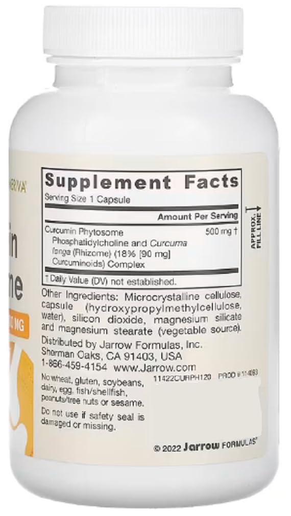 Jarrow Formulas - Curcumin Phytosome (Meriva) | 500 mg zur besseren Bioverfügbarkeit - 120 Kapseln