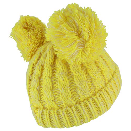 Trendy Apparel Shop Kid's Youth Size Winter Cable Knit 2 Pom Poms Beanie Hat3
