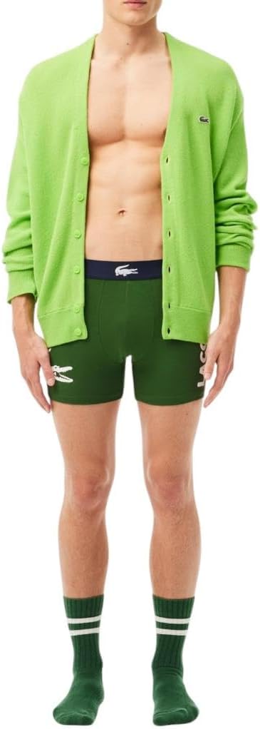 Lacoste mens Cotton Stretch Big Croc Print Boxer Briefs, 3-pack - Image 8