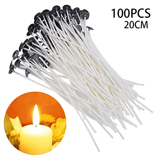 100 Pcs 8 inch Candle Wick, Candle Wicks for Candle Making, Natural Cotton Core Wicks Low Smoke Candle Wick, Crafts Soy Wax and DIY Candle Making Supplies.
