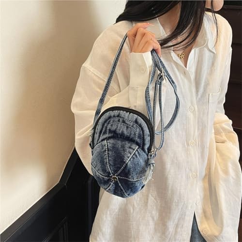 Denim Cap Crossbody Coin Purses Wallet Pouch Earphone Storage Bag Key Travel Coin Bag(Light blue)3