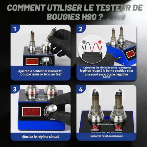 MRCARTOOL Testeur d'allumage pour voiture - Testeur de bougie d'allumage - Analyseur de système d'allumage avec deux trous - Housse de protection pour bougie d'allumage de 12 mm (bleu Klein) – vue 8