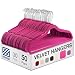 ZOBER Premium Quality Space Saving Velvet Hangers Strong and Durable Hold Up to 10 Lbs - 360 Degree Chrome Swivel Hook - Ultra Thin Non Slip Suit Hangers, 50 Pack (Pink)