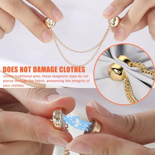 Image of Ouliget Multi-Function Magnetic Clothing Clips,Pinless Brooch Chain Magnetic Buttons Shawl Clips for Hijab, Loose T-Shirt Hems, Sleeves, Collar and Pants Hems,4 Pieces (Silver and Black)