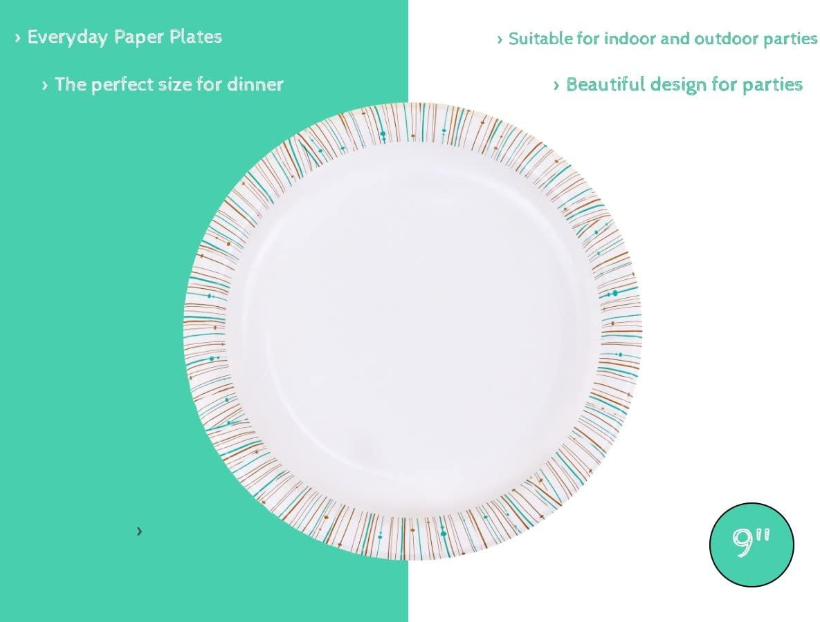 Smygoods 9 Inch Paper Plates 100% Compostable [200 Pack]