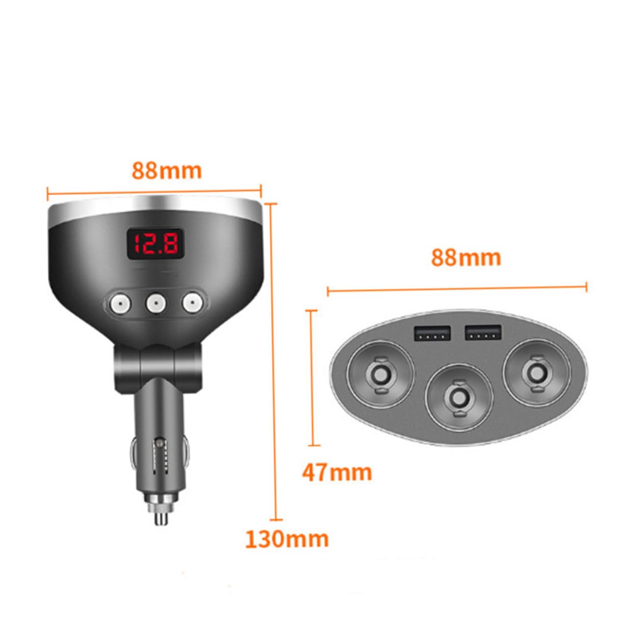 Chargeur Allume-Cigare pour Voiture 1 vers 3 Prises 12/24 V Noir