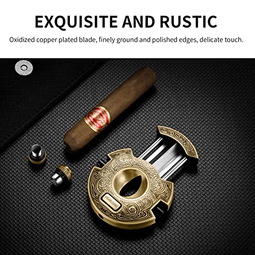 CIGARLOONG Cigar Punch Cutter Bronze Engrave Double Size Drill Cigar Hole Cutter(Silver1) - Thumbnail 5