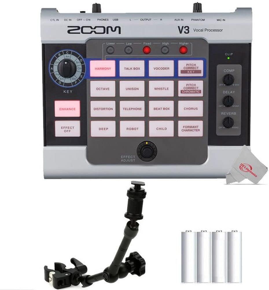 Zoom V3 Vocal Processor + Zoom HRM-11 11 Inch Handy Recorder Mount