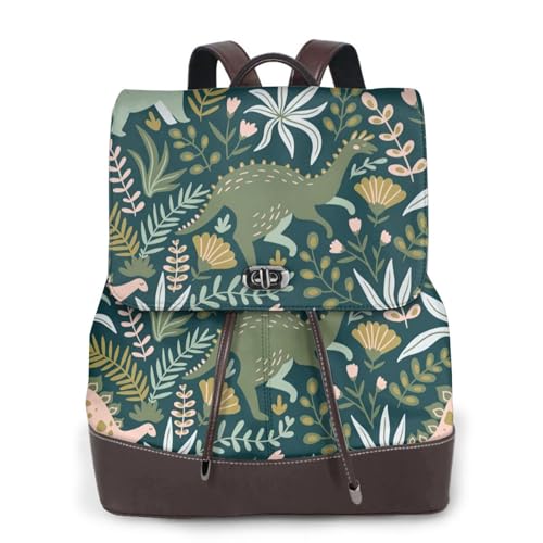 Sac à dos en cuir dinosaure noir pour femme chic et polyvalent de taille unique