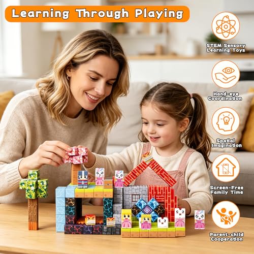 RiteHold 150PCS Magnetic Building Blocks for Kids Ages 3-8, 0.8in STEM Magnetic Cubes, Montessori Construction Toys for Boys Girls, Creative Educational Building Set, Birthday - Image 2