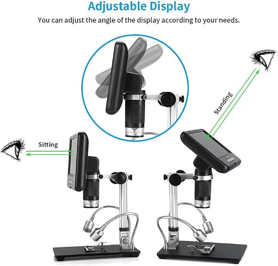 100X Magnification Digital Microscope, Wired And Remote Control, 7 Inch Screen, Adjustable LED Lights, For Circuit Board Repair Soldering PCB Coins