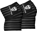 Knee Wraps (Pair) With Strap for Squats, Weightlifting, Powerlifting, Leg Press, and Cross Training - Flexible 72 inch Knee Wraps for Squatting - For Men & Women (Gray)