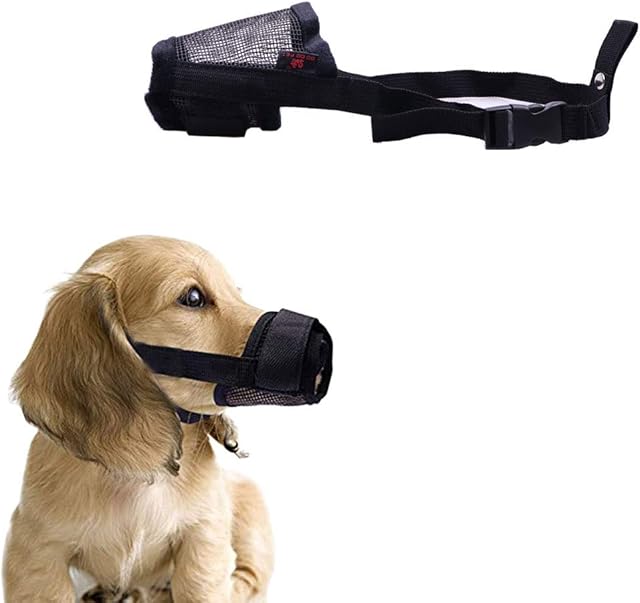 Maotrade Dog Muzzle Extra Small to Prevent Biting Barking Chewing and Eating Breathable and Soft Muzzle Durable Mesh Nylon with Adjustable Collar Device and Cushion (Black)
