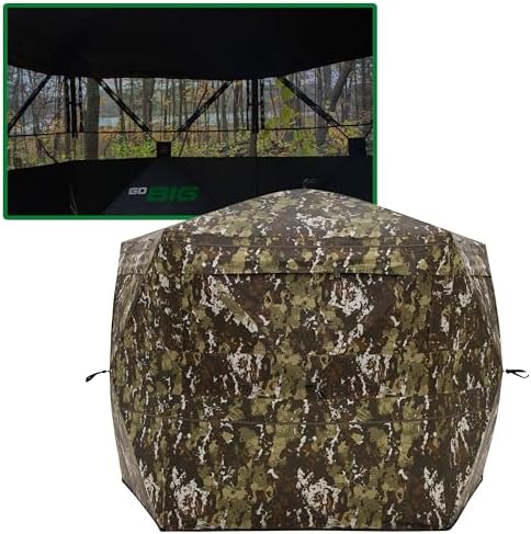 Barronett Blinds® Spy 5, Portable Hunting Blind, 5-Sided Hub Blind, View-Through Mesh, Two Vertical Corner Doors, Crater™ Harvest, 72” x 84” x 84”, SP500CH