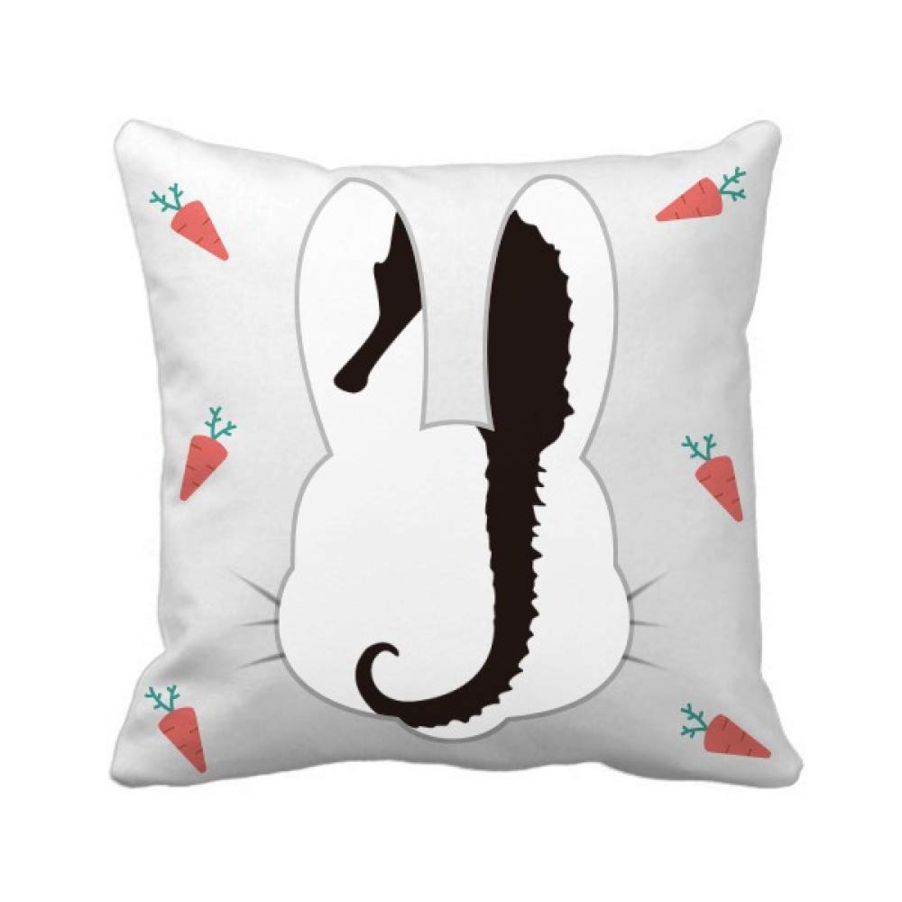 Coussin carré noir hippocampe décoration marine taie oreiller salon lit motif silhouette faune
