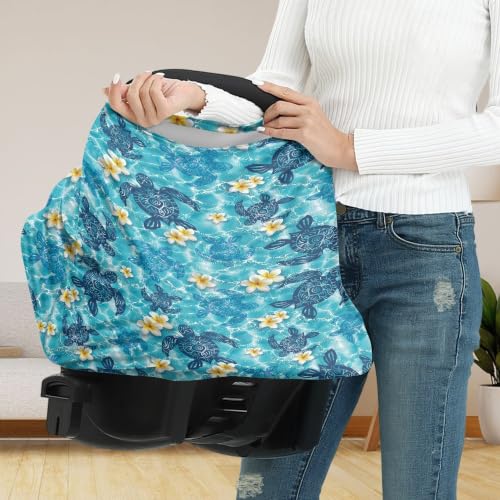Image of Car Seat Cover Baby, Sea Turtle, car seat Cover for Baby carseat