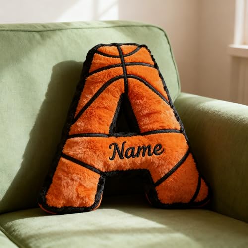 FCLYDER Cojín Decorativo Personalizado con Letras - Monograma para Aficionados (Baloncesto, Fútbol, Sóftbol) - Regalo Ideal para Días de Partido - Decoración Juvenil (BL)