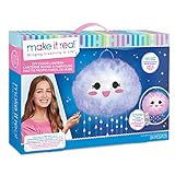 Make It Real - DIY Led Cloud Lamp - Hanging Bedroom Lamp with Color Changing Led Lights - Includes Nylon Lantern, LED Strip, Beads, Stickers, and More! - DIY Arts and Crafts for Kids