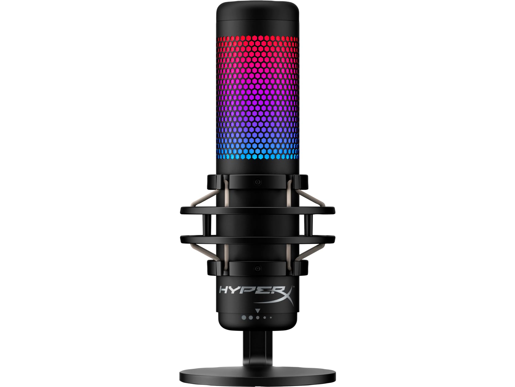 Microfone Condensador HyperX QuadCast S – RGB Personalizável, Toque para Silenciar, Antivibração, Filtro Pop, 4 Padrões Polares, USB, para Streaming e Criação de Conteúdo, Preto (4P5P7AA)