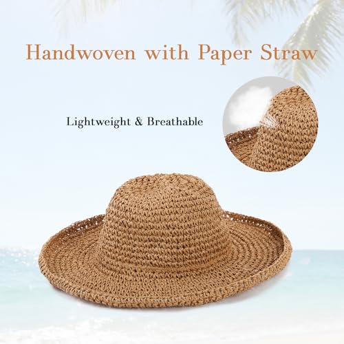 Sombreros playeros de paja para mujer con ala ancha miniatura 3