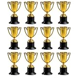 JazRvr 12 Stück Pokal Mini Pokal Pokale Kindergeburtstag Kleine Pokale Goldene Trophäen 9,5 cm Hoch Geeignet Für Sportwettbewerbe Schulveranstaltungen