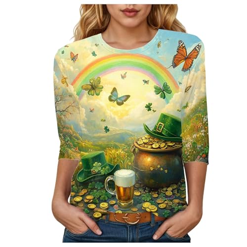 Lucky Green Tops para bares, beber en interiores y calles, camisetas para el día de San Patricio, camisetas divertidas estampadas, jersey de manga corta, cuello redondo, sudadera casual, sudadera para