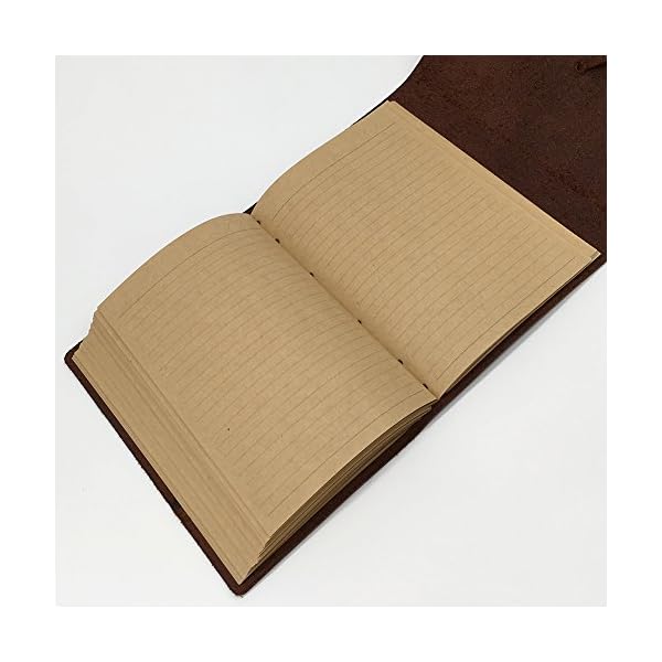 Handgemachtes Notizbuch aus Leder mit Kraftpapier 120 Blatt, A5, Braun – Bild 7