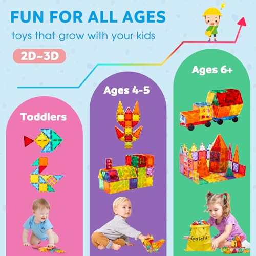 Ryoichi 138-Piece Magnetic Tiles Set with Two Cars — view 7