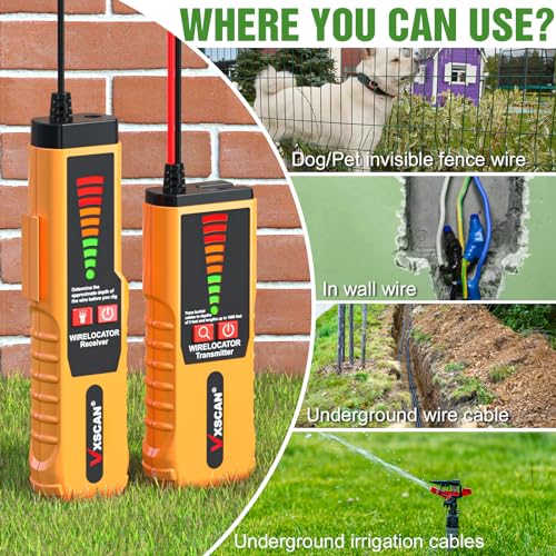 Underground Wire Tracer, VXSCAN F04 Underground Wire Locator Tone Generator Kit and Probe with Earphone Cable Tester for Locating Breakage Cables Irrigation Wires Pet Fence