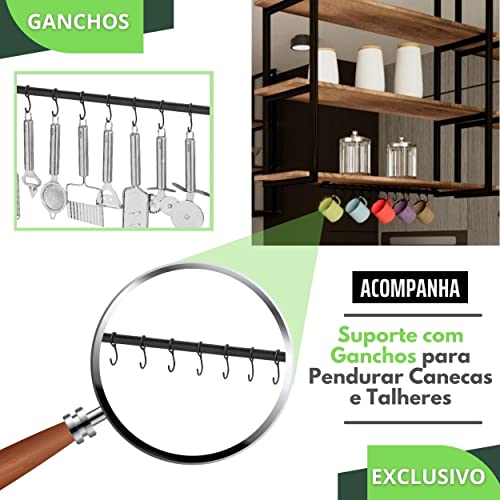 Prateleira Industrial Cozinha Parede Suspensa 60cm p.m