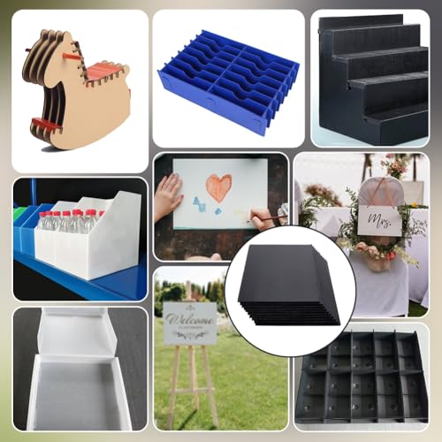 NBEADS 10 Stück Platten aus Wellpappe, 3mm Dicke Formbare Kunststoffplatten PP Kunststoff Hohlplatte Für Architekturmodelle Sandtisch Baumodell Materialbedarf, 15x25cm, Schwarz