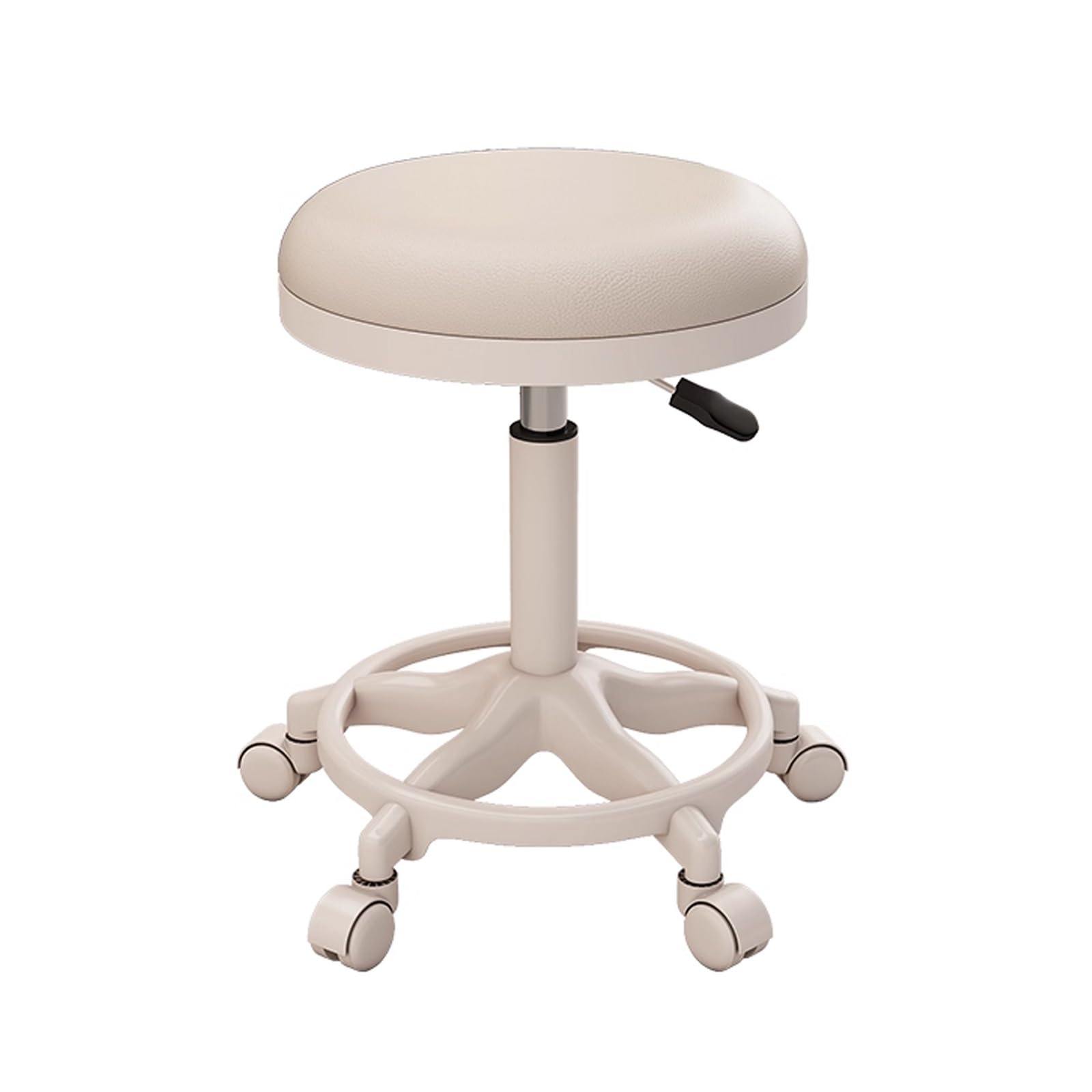 Tabouret De Bureau Ergonomique à Roulettes - Hauteur Réglable 53-73 Cm, Siège Selle, Pivot 360°, Similicuir, Pour Coiffure, Massage, Etc.