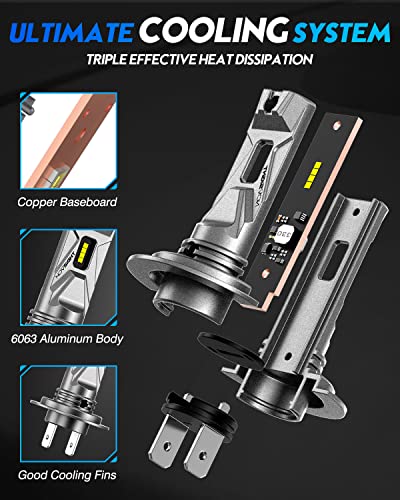 Novsight H7 Led Headlight Bulbs, Fanless 1:1 Mini Size H7 Led Bulbs, No Adapter Required High Low Beam Halogen Replacement, 6500K Cool White Direct Installation, Pack Of 2 #TOP5
