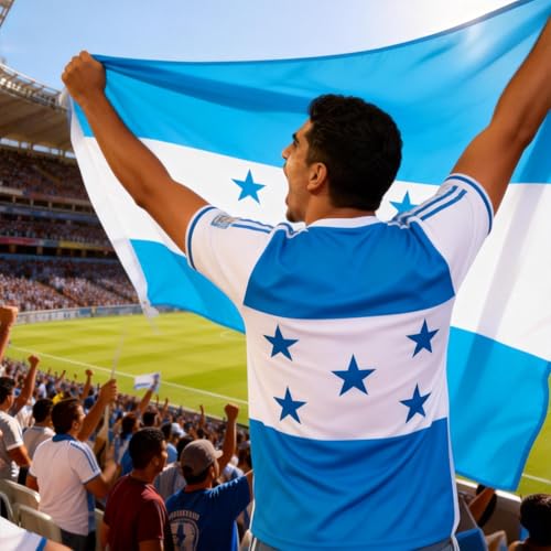 Image of AhfuLife Honduras Flag 3x5 Ft, 1 Pc Large Honduras Flags for Outside - Double Side with Brass Eyelets for Olympic Party Decorations Bar Garden Street Decoration Indoor Outdoor