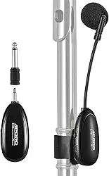 Microfone de flauta sem fio de 2,4 G no microfone de instrumentos musicais, receptor e transmissor sem fio, para flauta e mais