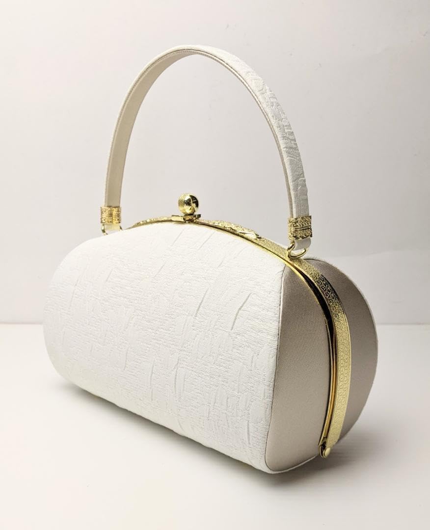 ふくれ織 草履 バッグ セット ホワイト ゴールド フリーサイズ