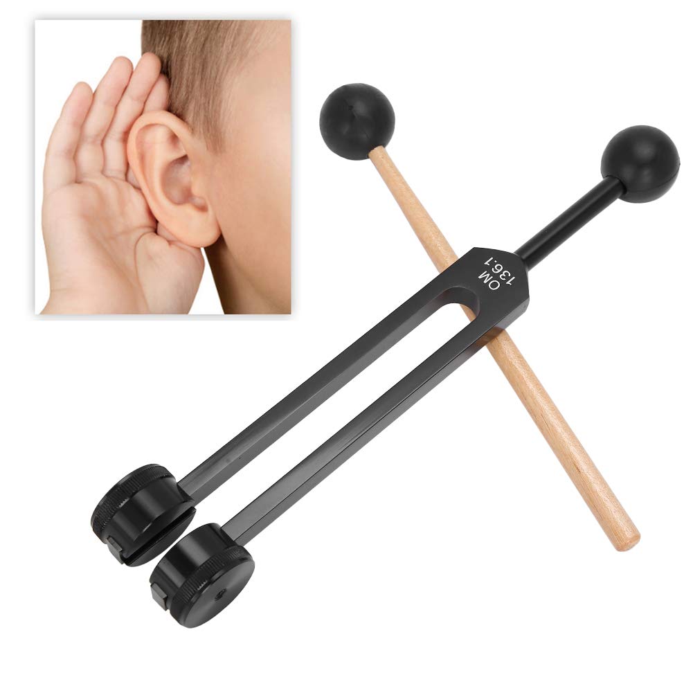 Brrnoo Tenedor de afinación de 136,1 Hz, aleación de Aluminio, Horquilla afinación médica, Prueba de curación de Yoga, vibración, Terapia de Sonido, Herramienta de afinación con Martillo Goma
