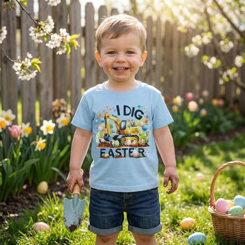 Image of Easter Bunny Shirt for Toddler Boys Girls Kids Funny Rabbit Letters Graphic Cotton Short Sleeve T-Shirt Top
