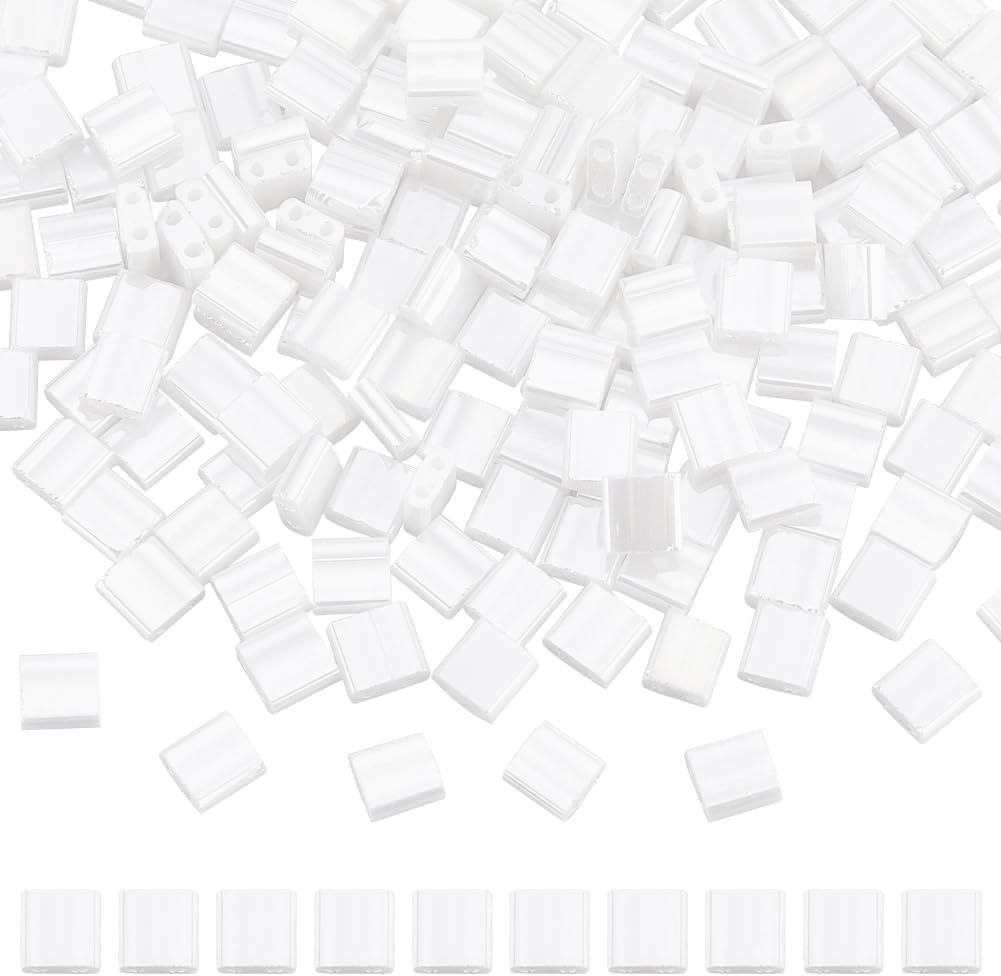 Sponsored Ad – SUNNYCLUE 1 Box 240Pcs Tile Beads Tila Beads Bulk 5x5mm Opaque White 2 Hole Bead Full Size Rectangle Square Tila Two Hole Japanese Seed for Jewellery Making Beading Bracelets DIY Crafts