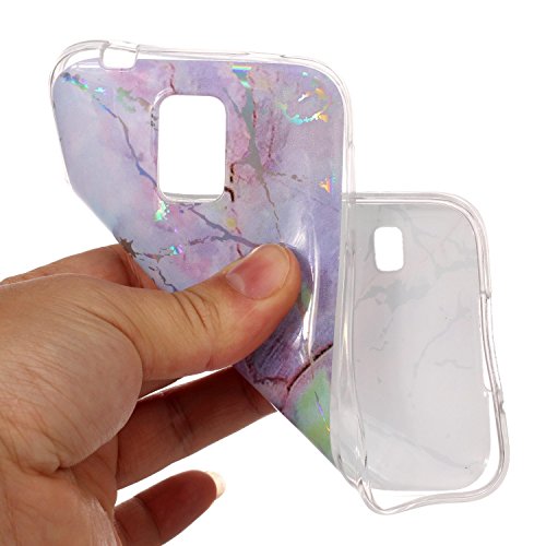 Damondy Galaxy S5 Case, 3D Shiny Marble Glitter Ultra Thin Slim Back Skin Full Body Protective Soft Tpu Rubber Bumper Case Phone Cover For Galaxy S5 / Galaxy Sv/Galaxy S V-Pink Purple #TOP4