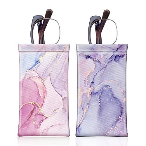FINTIE Eyeglasses Pouch [2 Pack], Squeeze Top Soft Sunglasses Case Bag