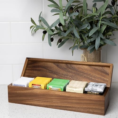 Ironwood Gourmet Acacia Wood Tea Box, Large Compartment Tea Chest, 5 Compartments by Ironwood Gourmet - Image 2