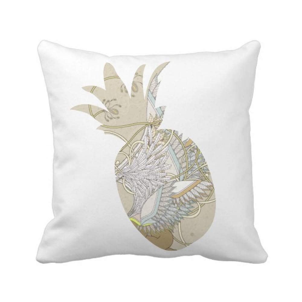 Housse de coussin carrée Ukiyo-e motif feuilles d'ananas pour déco salon