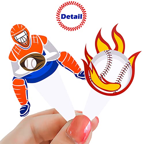 48Pcs Baseball Cupcake Toppers And Wrappers Baseball Birthday Cupcake Decoration For Baseball Theme Birthday Party Sport Game Party Supplies #TOP4