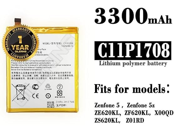 Image of Original C11P1708 Battery for Asus Zenfone 5 5Z ZE620KL Zenfone 5Z / ZE620KL X00QD ZS620KL Z01RD Battery with 1 Year Warranty *** (V00121)