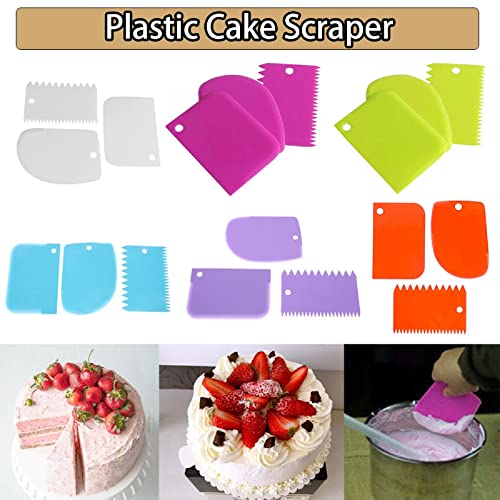 3 Pcs Cake Scraper Smoother Set, Cake Icing Smoother Tool for Cake Decorating, Plastic Dough Scraper Flexible Bowl Scraper for Baking - Thumbnail 7